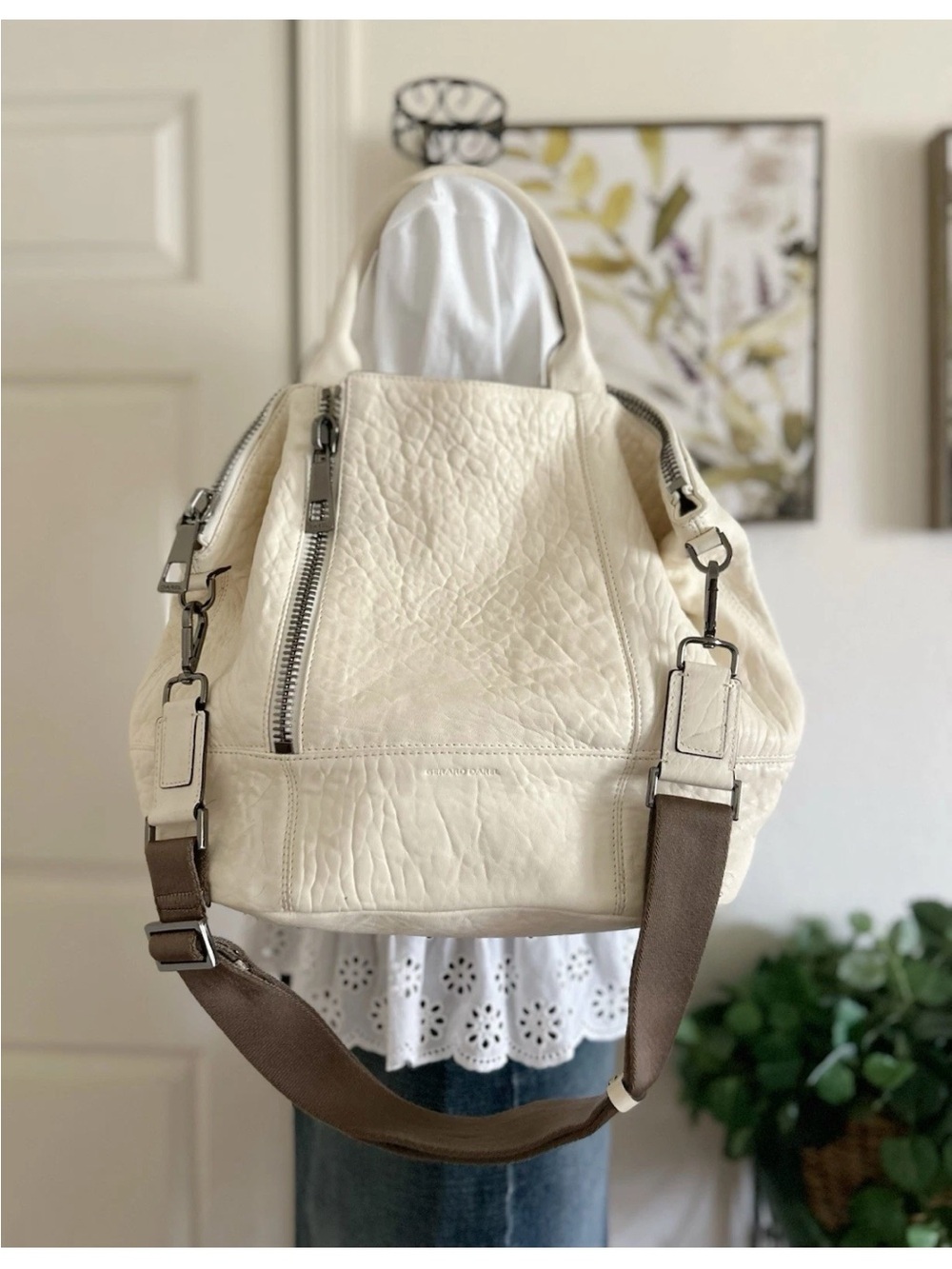 Gerard Darel Ivory Leather Bag EUC